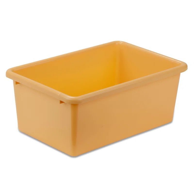 Small Yellow Stackable Plastic Storage Bin for Kids