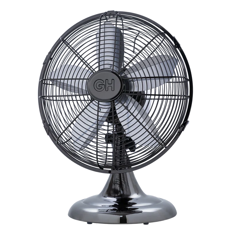 Midnight Chrome 12" Retro Oscillating Pedestal Fan with Three Speed