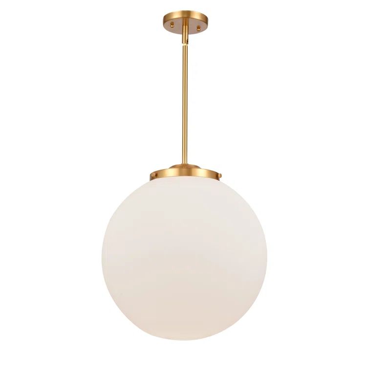 Beacon Globe Pendant Light in Polished Nickel with Glass Shade