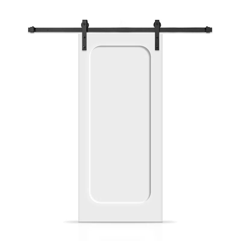 White Painted Composite Modern Sliding Barn Door Kit with Matte Black Hardware