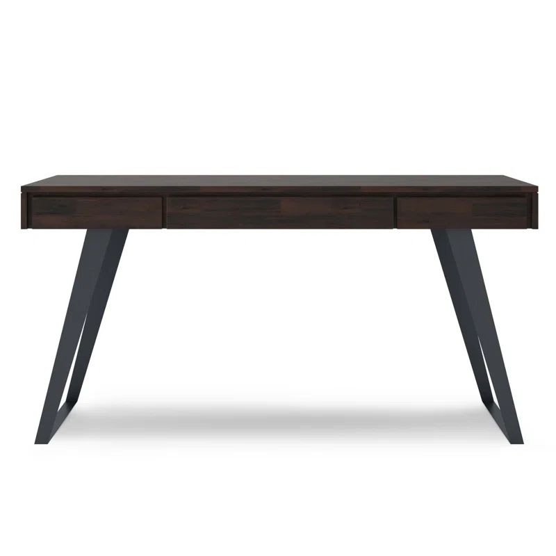 Lowry Industrial Urban Desk in Distressed Hickory Brown with Keyboard Tray