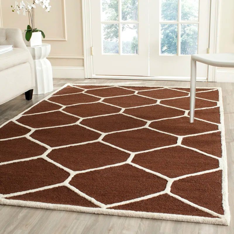 Elegant Ivory Hand-Tufted Wool Area Rug, 9' x 12'