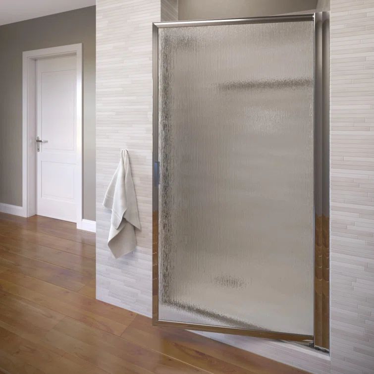 Sopora 24.5" x 67" Chrome Framed Pivot Shower Door with Rain Glass