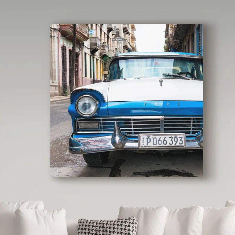 Blue Car Framed Canvas Wall Art, 35" x 35"