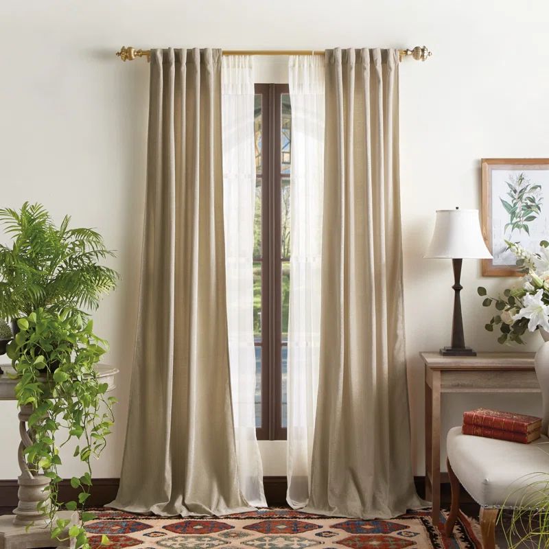 Natural Light-Filtering Polyester Back Tab Curtain Panels, 84"