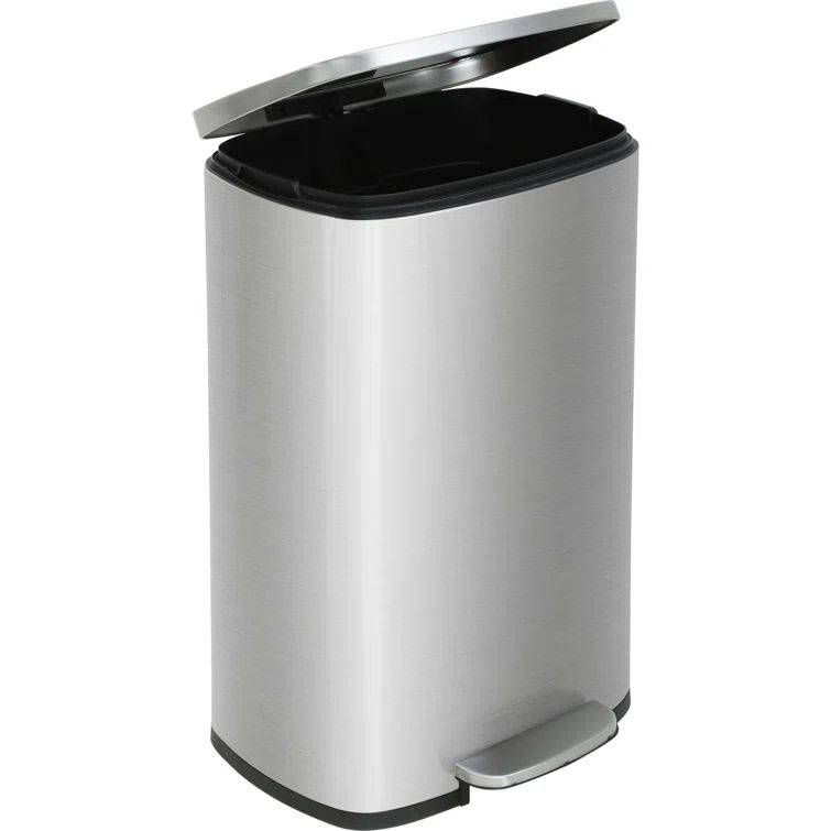 13 Gallon Silver Stainless Steel Pedal Trash Can