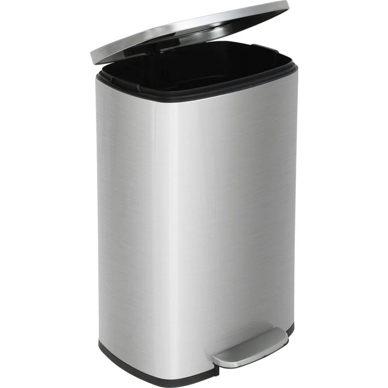 13 Gallon Silver Stainless Steel Pedal Trash Can