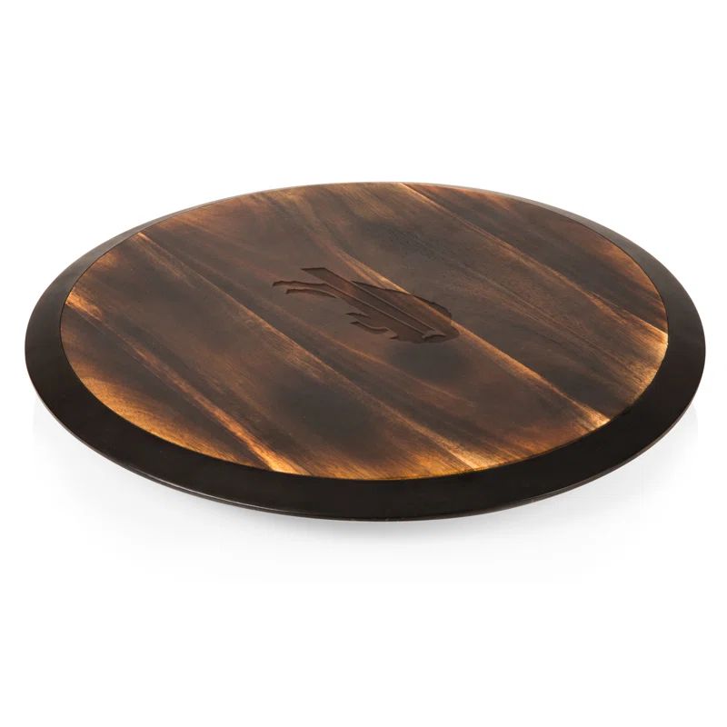 Buffalo Bills Fire Acacia Wood Lazy Susan Serving Tray