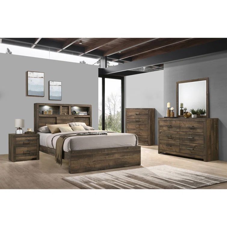 Beckett Dark Brown King 4-Piece Bedroom Set with Bluetooth