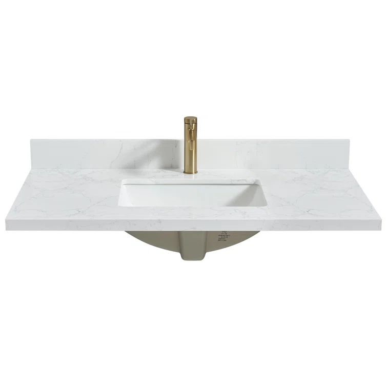 Malaga 43" Grain White Composite Stone Vanity Top
