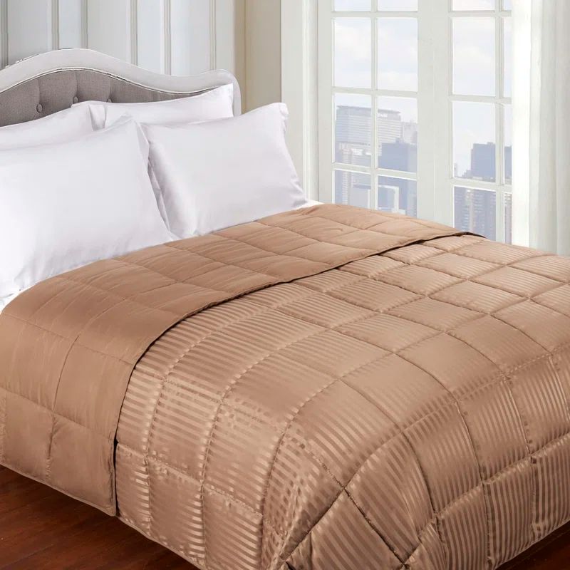 Taupe Twin Reversible Cotton Down Alternative Blanket