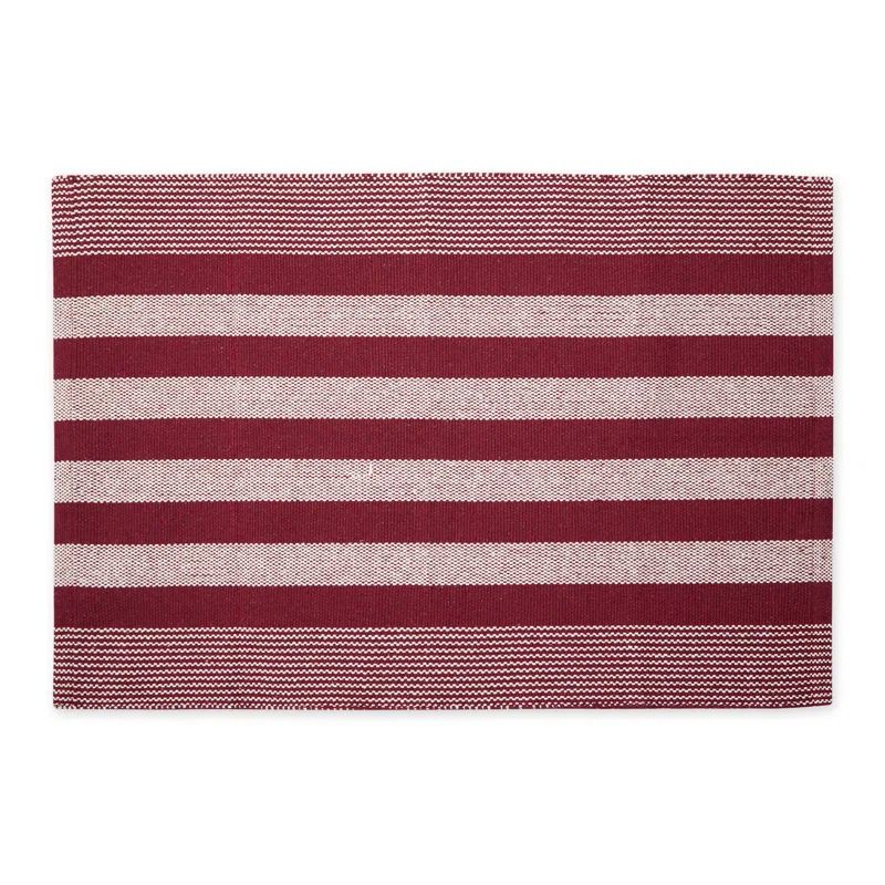Barn Red Handwoven Stripe Cotton Area Rug 24" x 36"