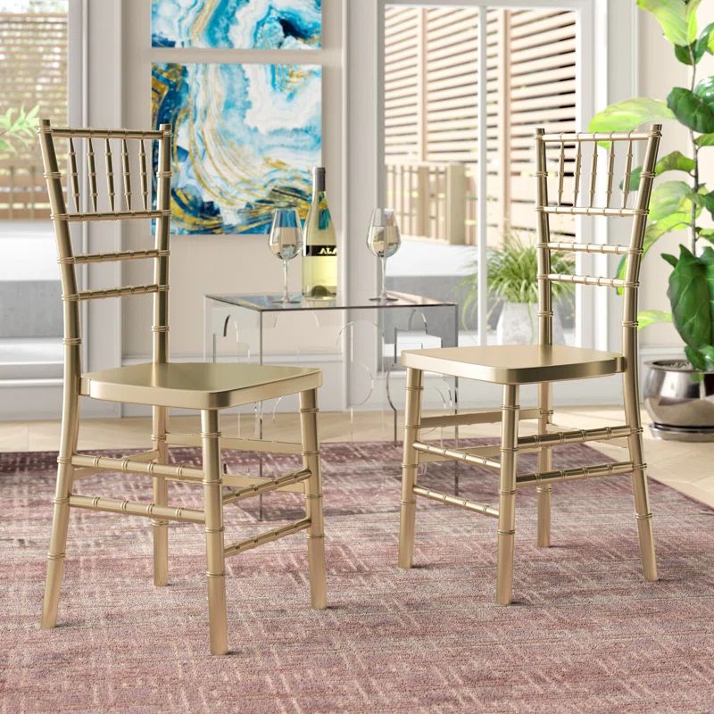 Gold Resin Stacking Chiavari Chairs, Set of 2