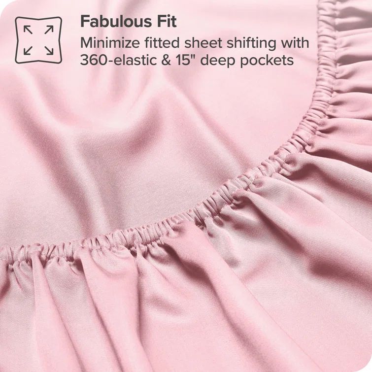 Split King Light Pink Bamboo Deep Pocket Sheet Set