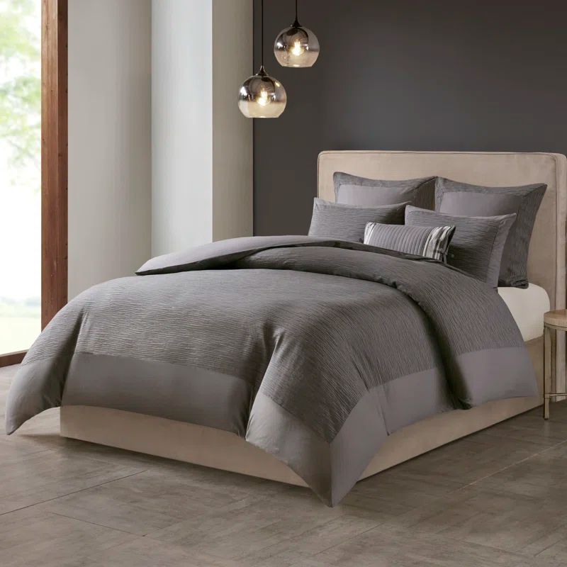 Full Gray Cotton 3-Piece Bedspread Set