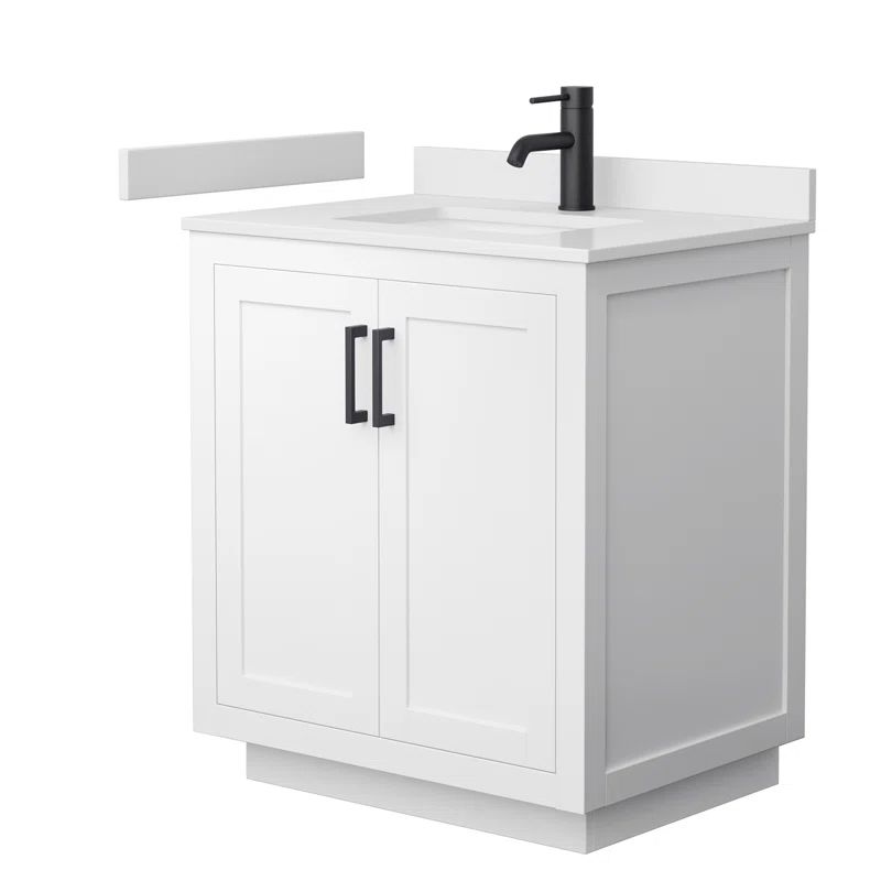 Miranda 30" White Freestanding Bathroom Vanity with Cultured Marble Top
