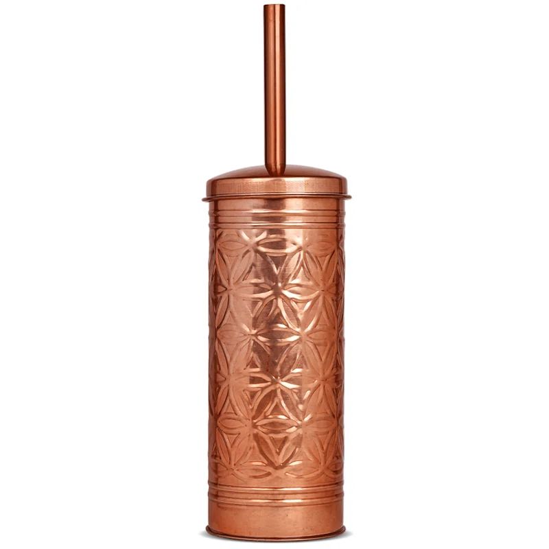 Copper Finish Rustic Farmhouse Toilet Brush and Holder Set