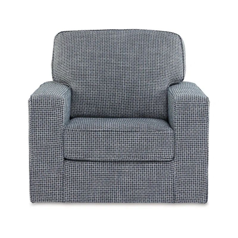 Blue Denim Transitional Swivel Accent Chair