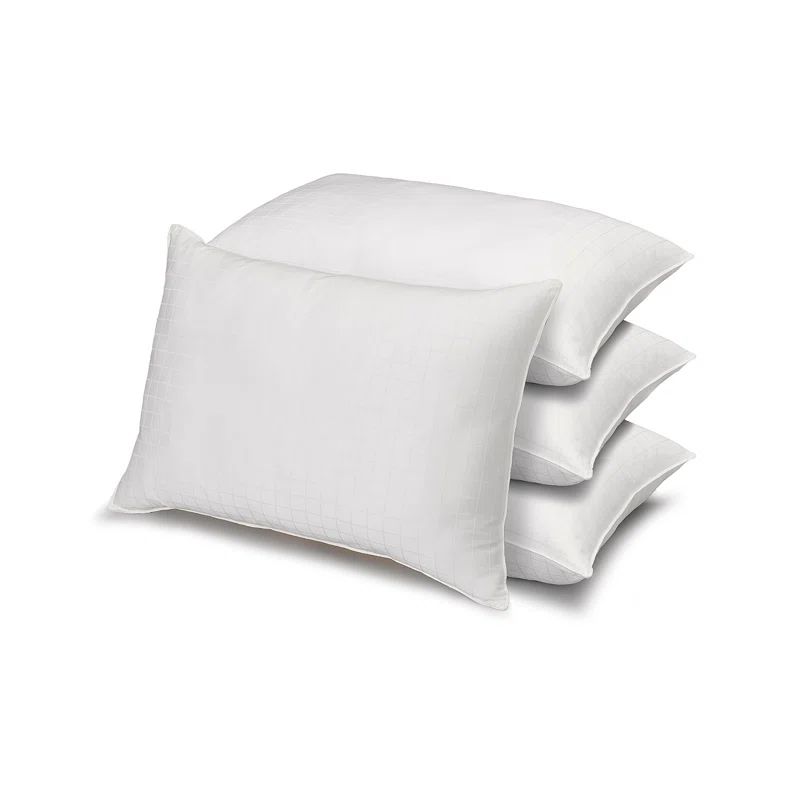 Standard White Cotton Dobby-Box Shell Hypoallergenic Pillow Set