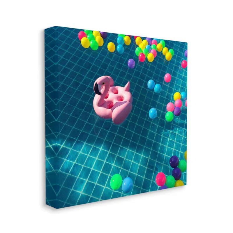 Pink Flamingo Floatie Summer Fun Canvas Wall Art, 30" x 30"