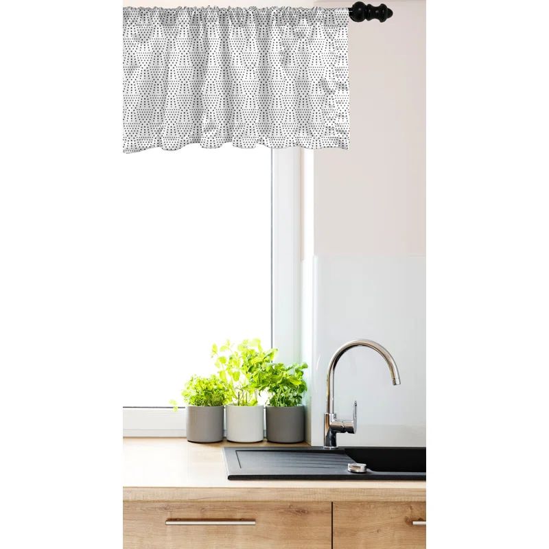 Black and White Dotwork Light Filtering Rod Pocket Valance