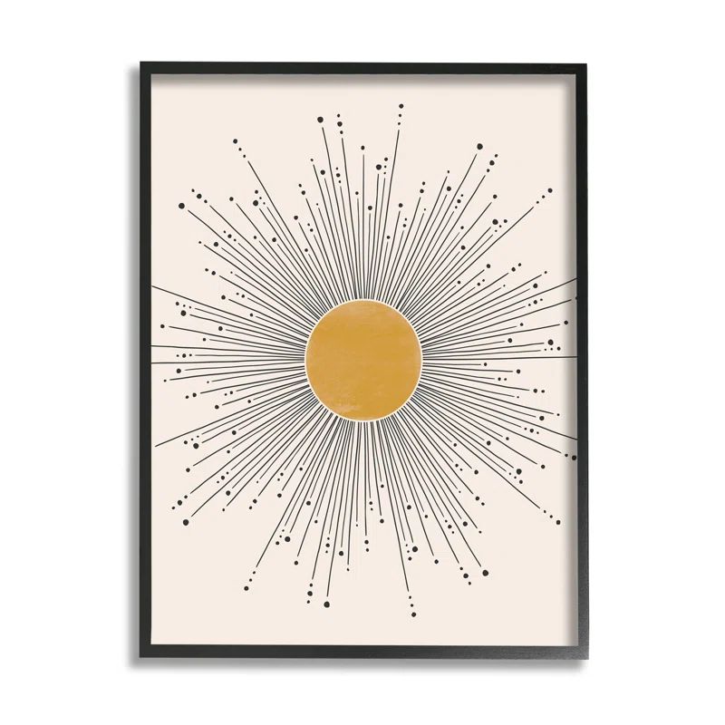 Art Deco Black Framed Geometric Sunburst Print, 24 x 30