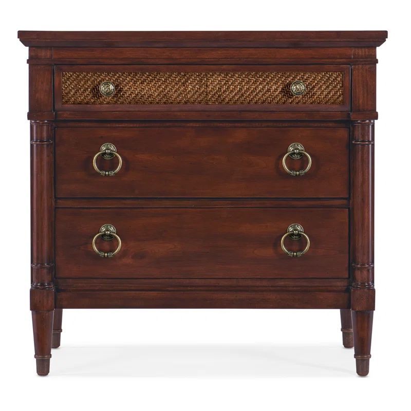 Charleston Brown Cherry Veneer 3-Drawer Nightstand