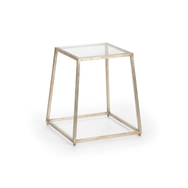 Silver Metal and Glass Rectangular End Table