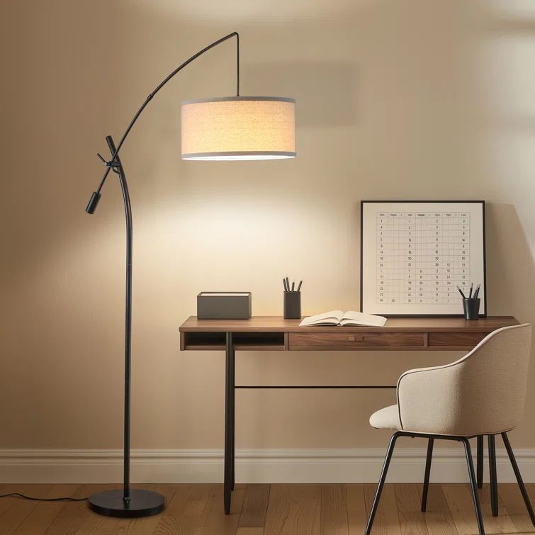 Brightech Grayson Modern Arc LED Floor Lamp - Adjustable Height, Black