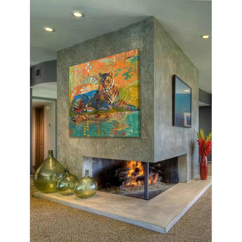Vibrant Multicolor Tiger Canvas Art 48" x 48"