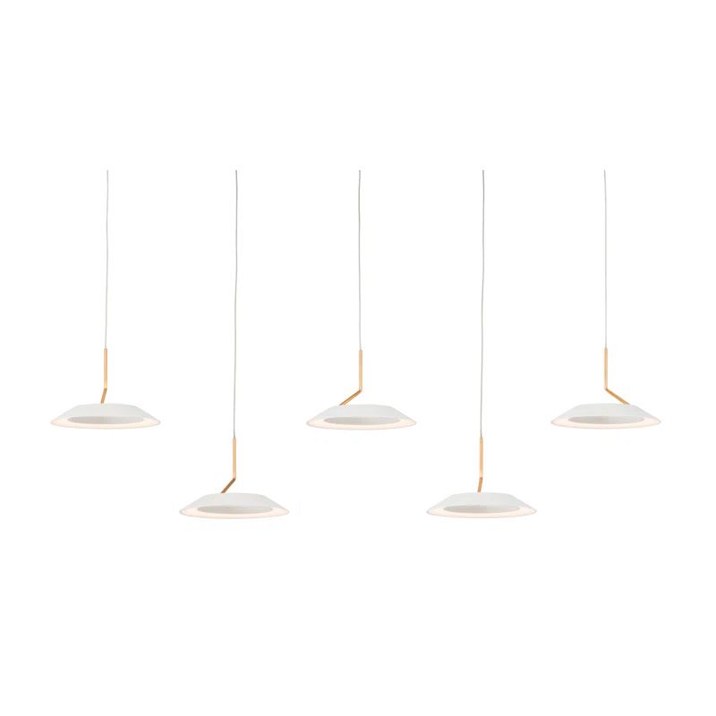 Modern Matte White and Gold 5-Light LED Island Pendant