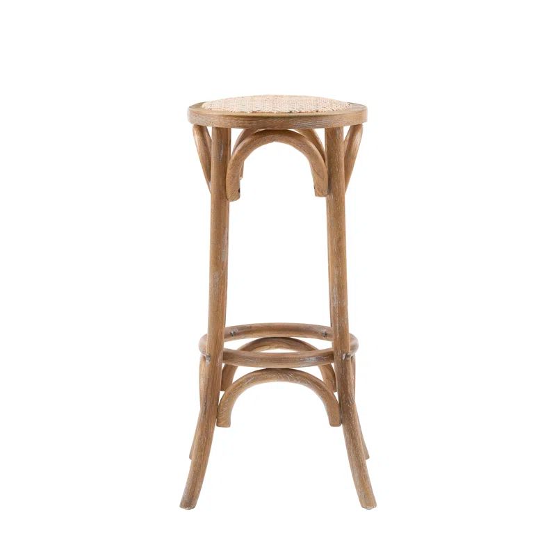 Rae Rustic Beige Elm Wood Backless Bar Stool