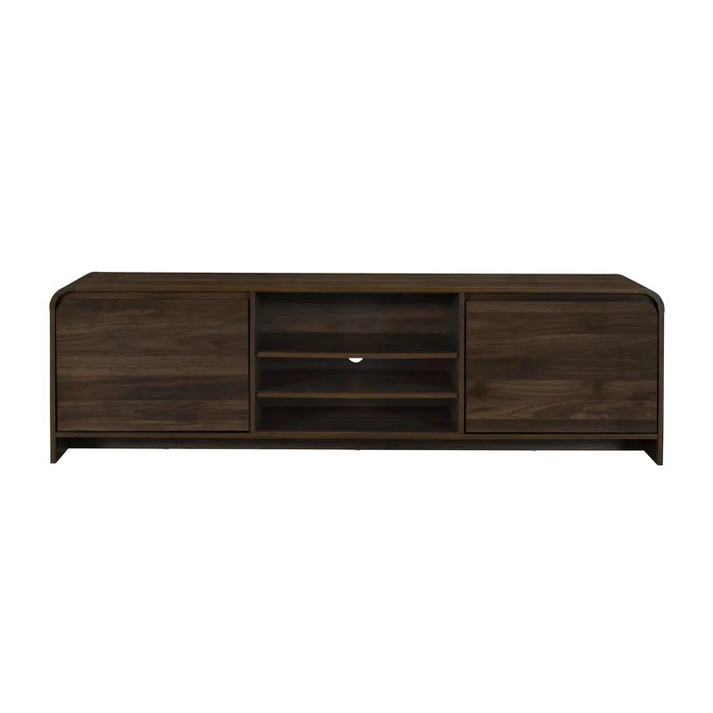 Maria 71" Dark Walnut Brown Wood TV Stand Media Cabinet