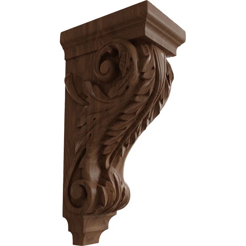 Mahogany Hand-Carved Extra Large Acanthus Wood Corbel