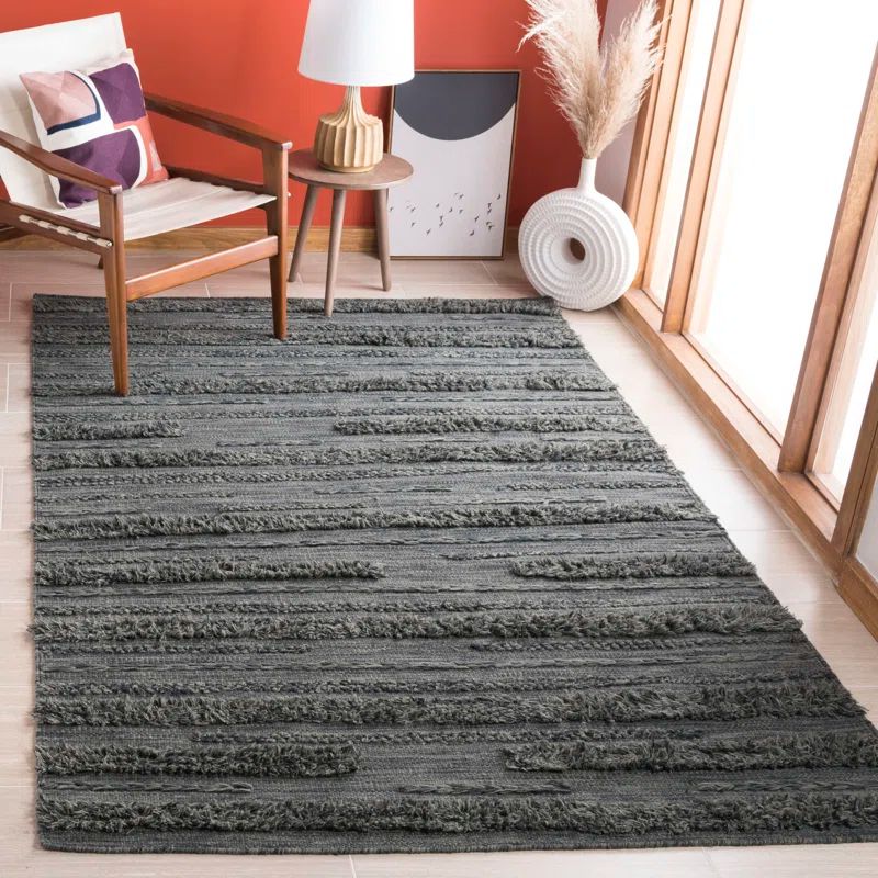 Vermont Charcoal and Ivory Hand-Knotted Wool Area Rug