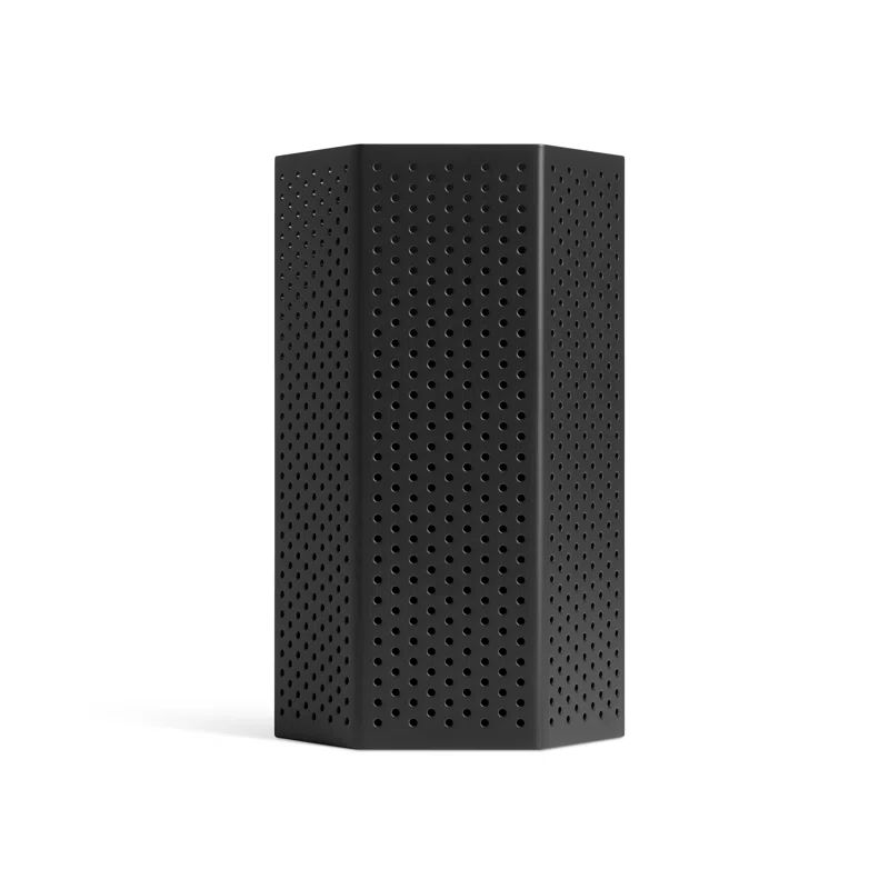 Hexagonal Black Aluminum Candle Lantern, 9" Height