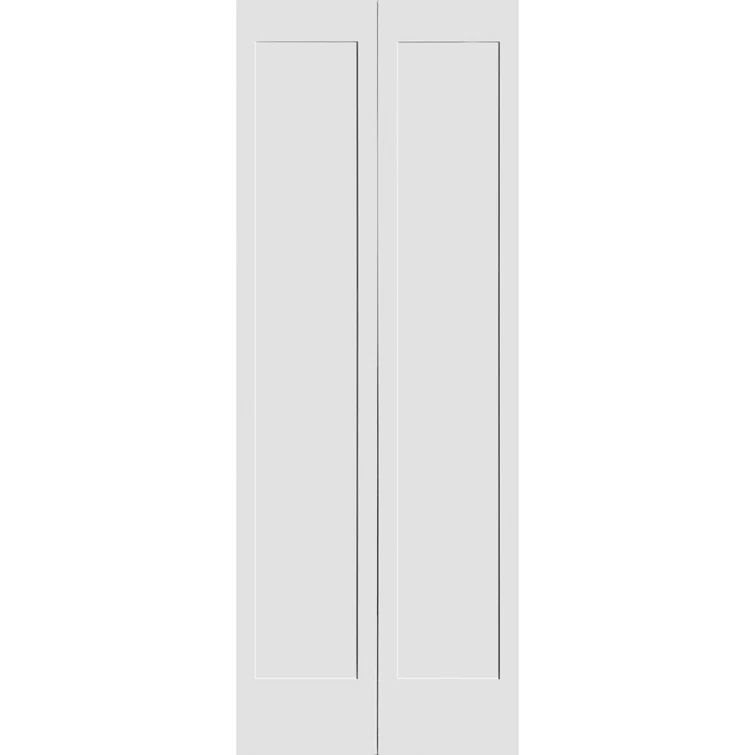 Primed White Solid Wood Shaker Bi-Fold Door, 36" x 79"