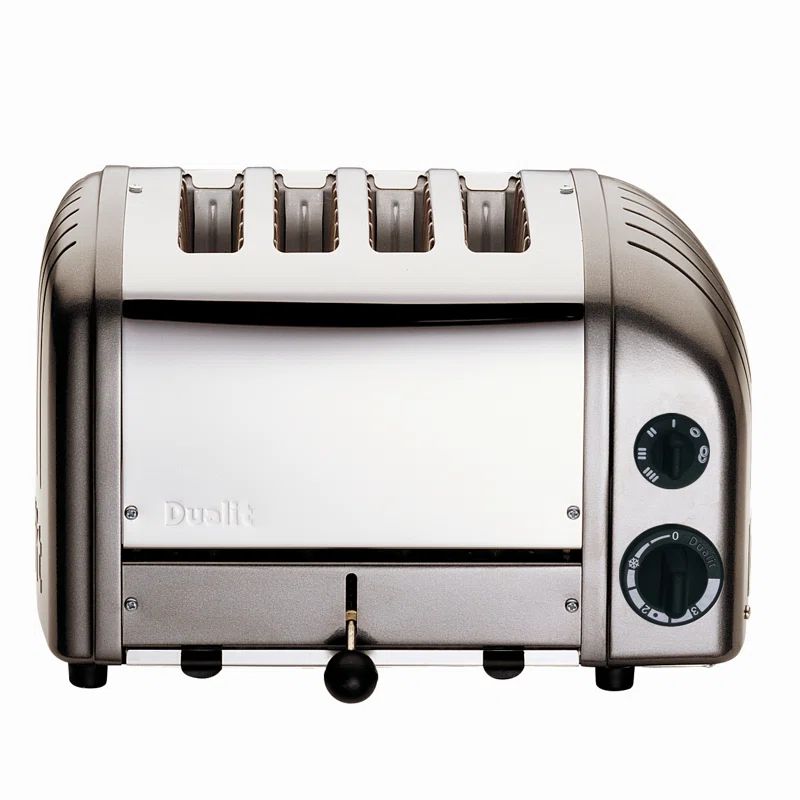 Charcoal Stainless Steel 4-Slice Toaster with Wide Slots