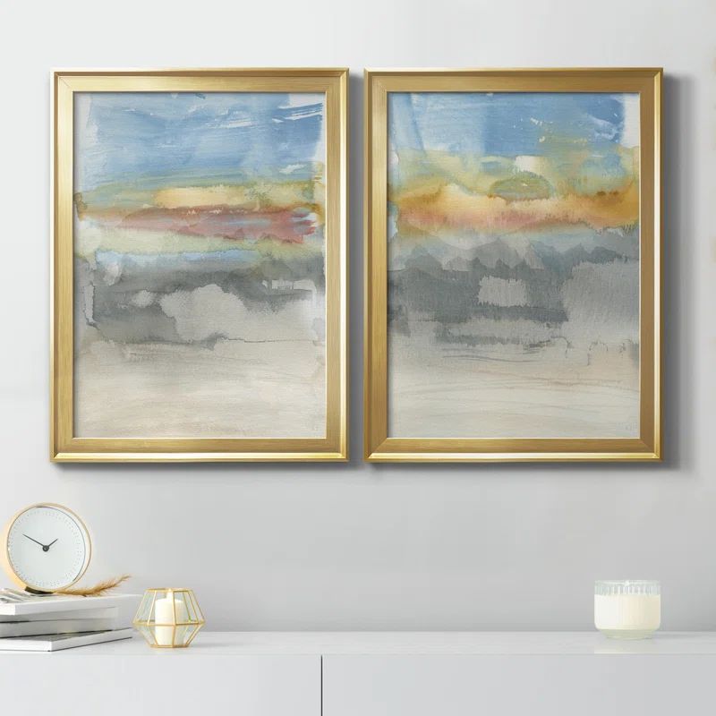 High Desert Sunset Canvas Print Set with Gold Frames