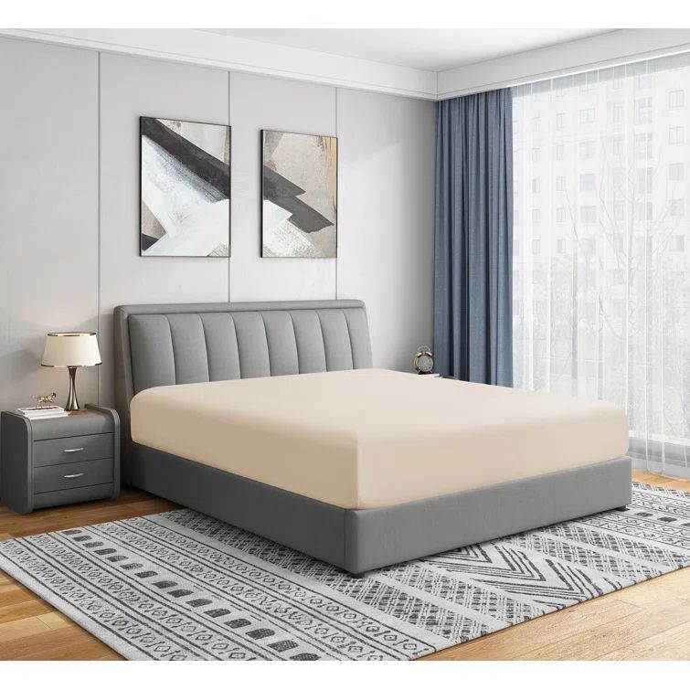 Twin Cream Deep Pocket Microfiber Fitted Sheet Set