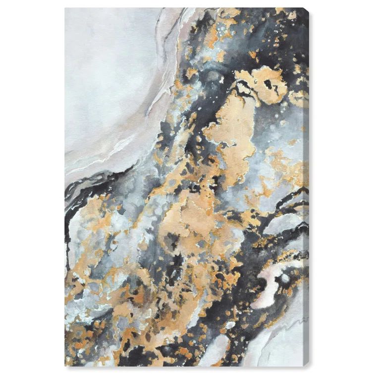 Gold and Gray Abstract Canvas Wall Art, 24" x 36"