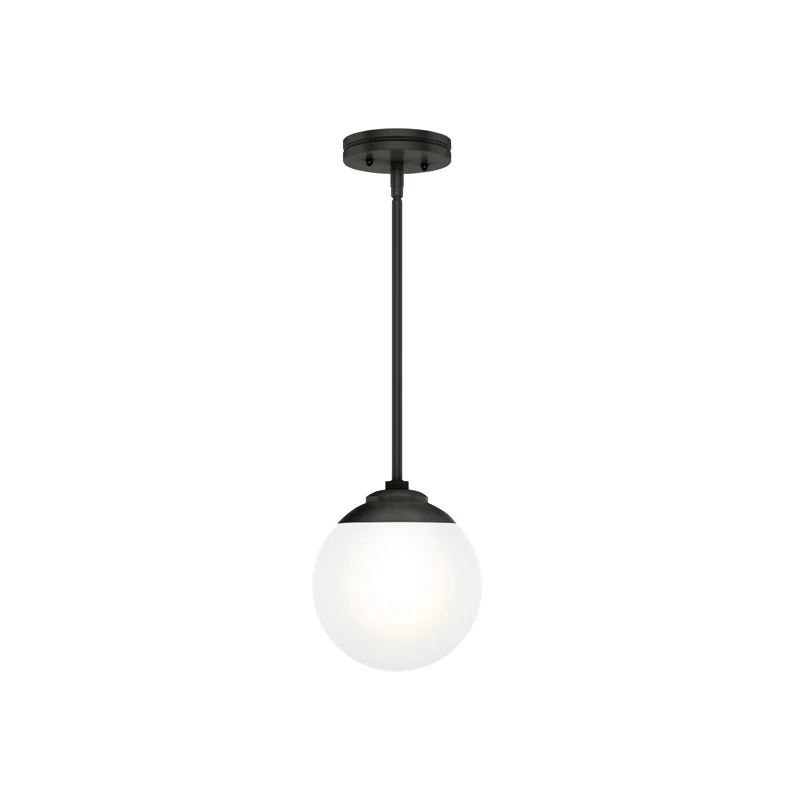 Matte Black and White Glass Globe Mini Pendant Light