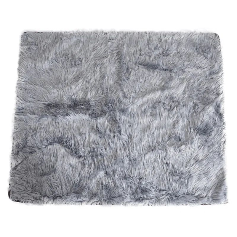 Charcoal Grey Faux Fur Pet Blanket with Microfiber Bottom, 60"L x 50"W