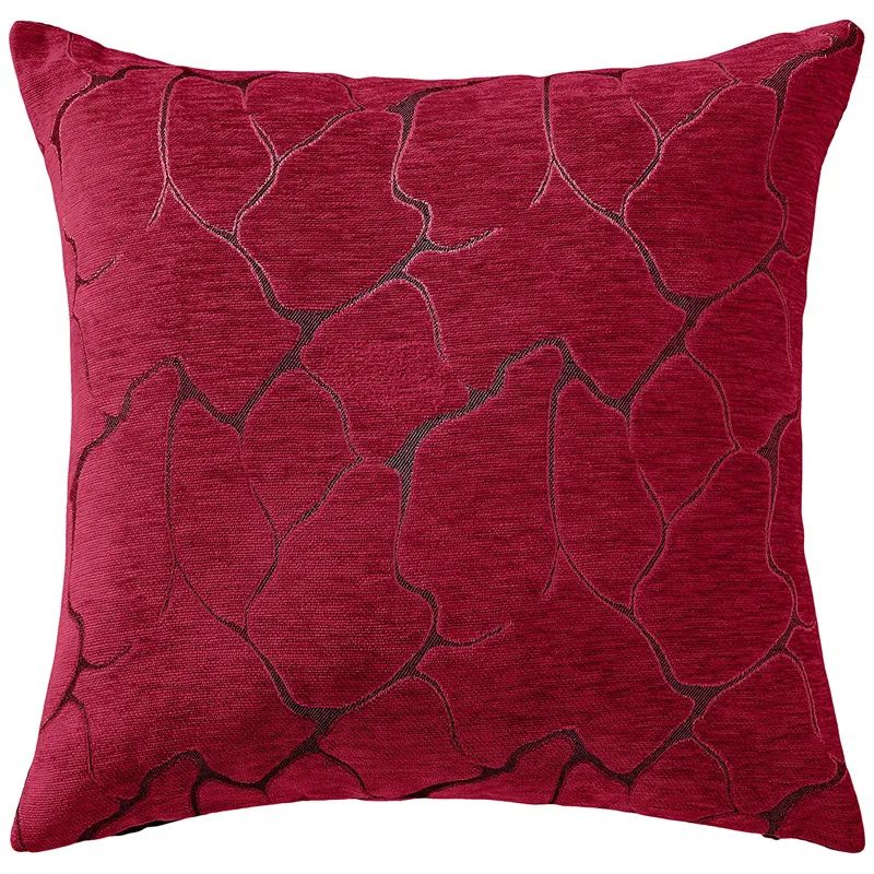 Burgundy Embroidered Polyester Square Euro Throw Pillow