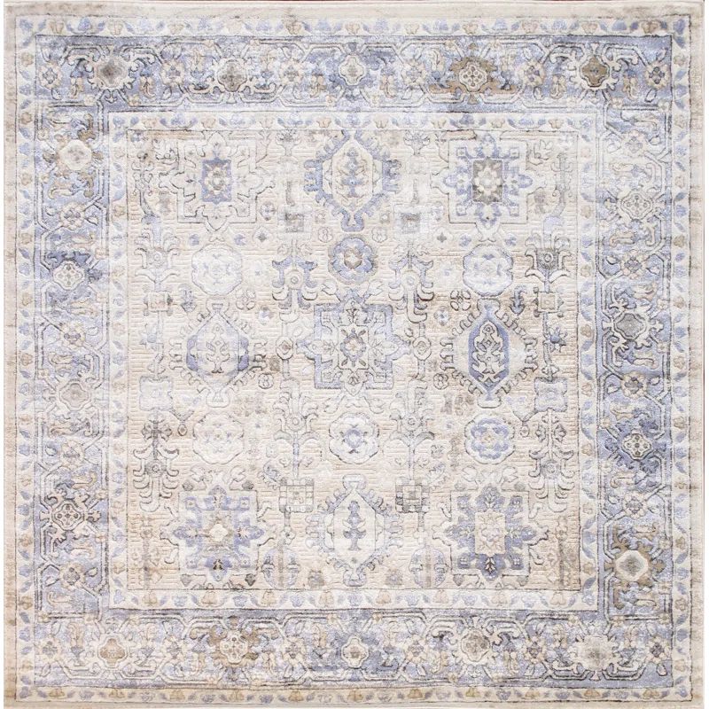 Amadeus 6' Square Off-White Stain-Resistant Oriental Rug