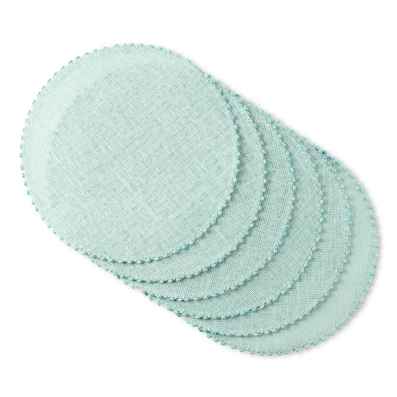 Aqua Round Water Resistant Woven Paper Placemats Set of 6