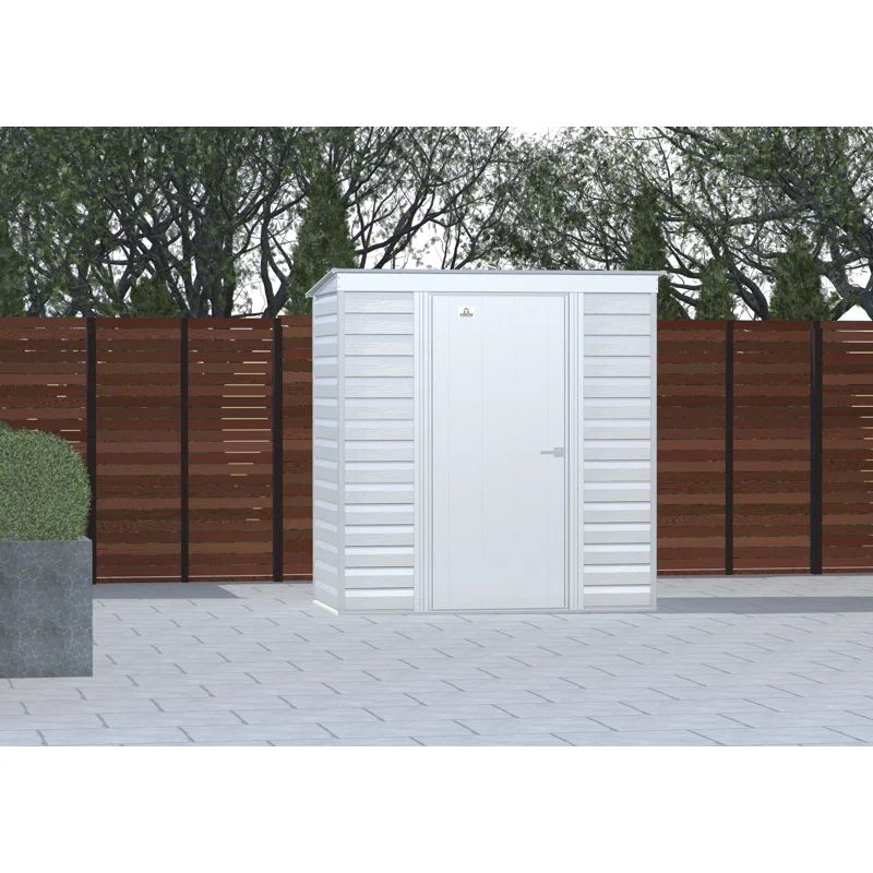 6 ft. x 4 ft. White and Grey Metal Storage Shed with Pent Roof