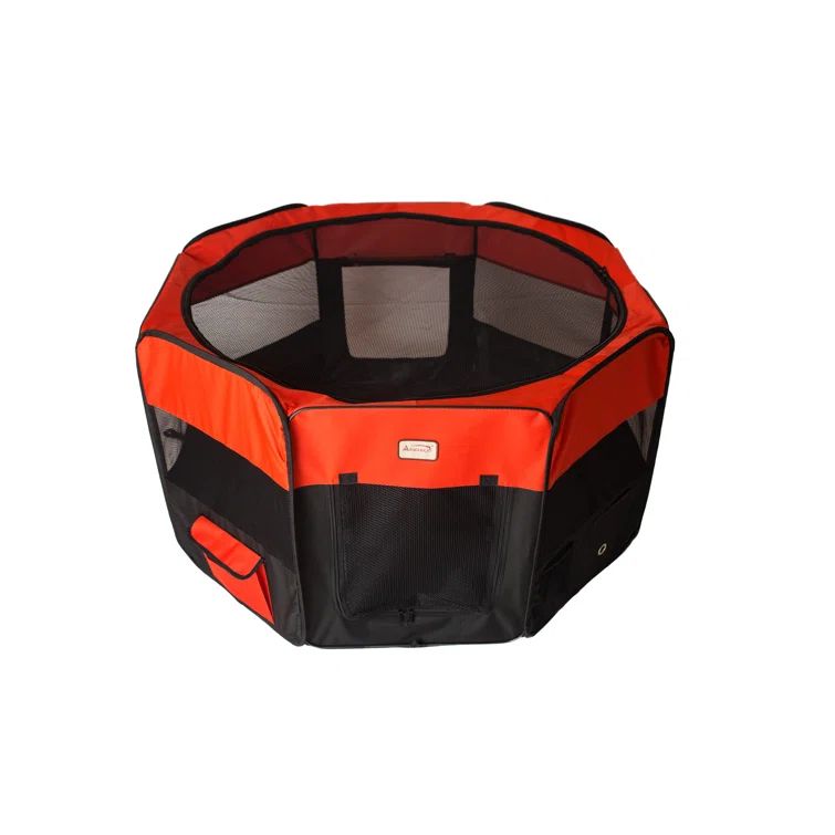 Extra-Large Red and Black Portable Plastic Pet Playpen