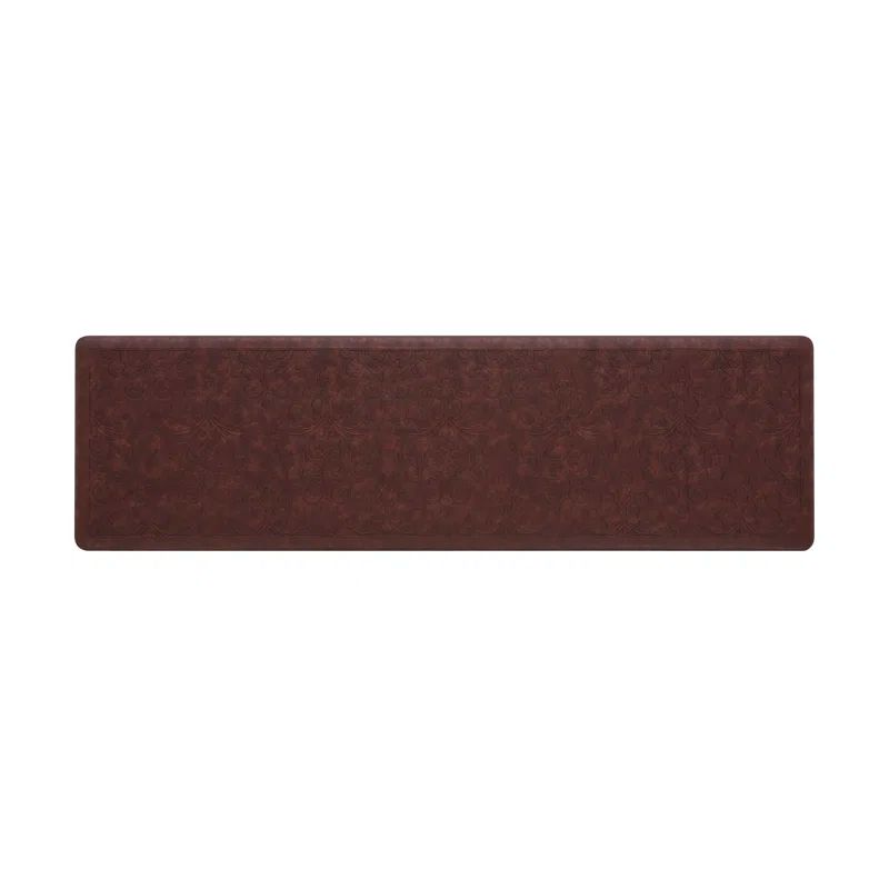 Marni Red Faux Leather Anti-Fatigue Kitchen Mat, 17.5" x 60"