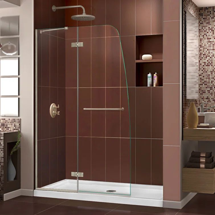 Aqua Ultra 60" Frameless Shower Kit with Brushed Nickel Hardware